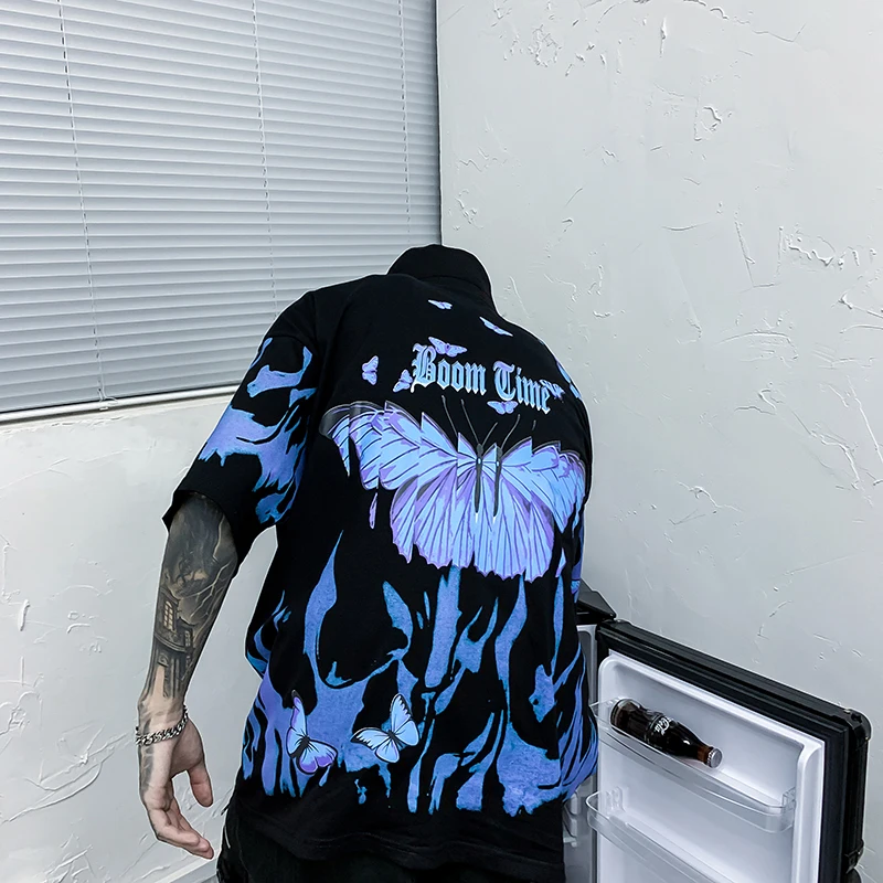 Мужские футболки с принтом бабочек для скейтборда мужские в стиле хип хоп