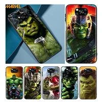hulk marvel hero for xiaomi poco x3 nfc x2 m3 m2 f2 f3 pro c3 f1 a2 lite mix3 play silicone soft black phone case