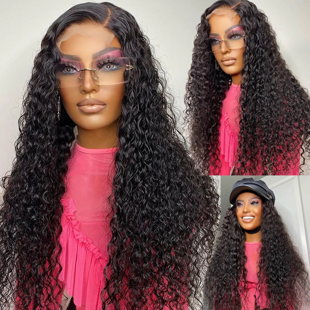 human hair lace frontal wigs for Black Women curly human hair Wig Transparent Lace Frontal closure Wigs Brazilian black  wig