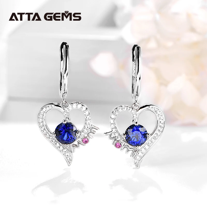 

Серьги-клипсы женские из серебра 925 пробы, в форме сердца, с голубым сапфиром