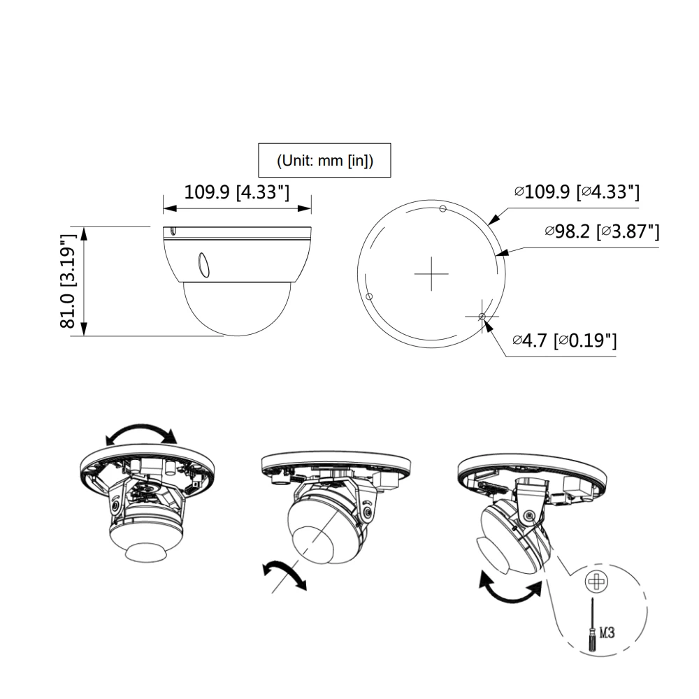 

Dahua Original IPC-HDBW2831E-S-S2 8MP 4K POE SD Card Slot H.265+ 30M IR IVS IP67 Starlight Mini Dome Network IP Camera