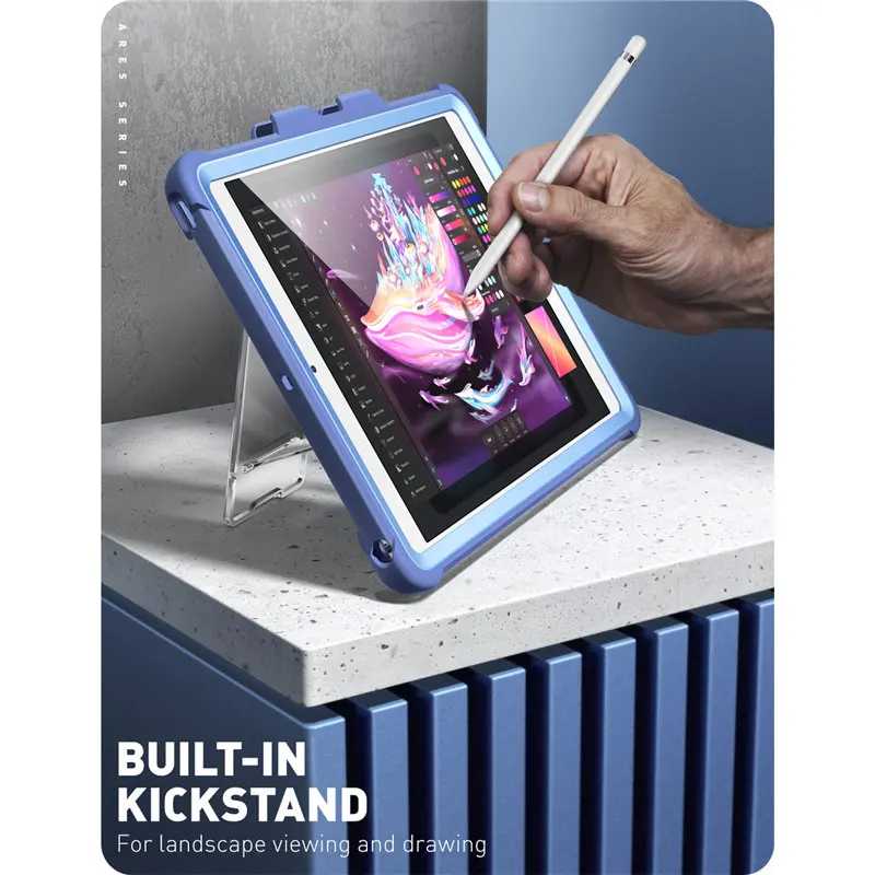 for ipad 10 2 case 202120202019 release i blason ares full body kickstand with built in screen protector pencil holder cover free global shipping
