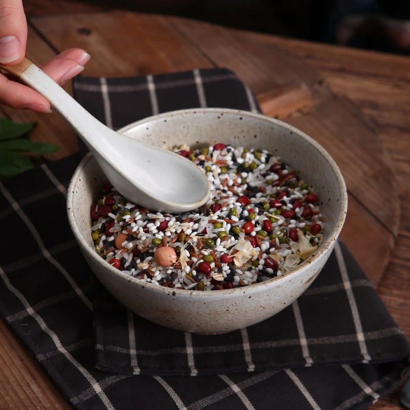 FANCERTY Japanese Retro Creative Ceramic Rice Bowl Stoneware Personality Household Surface Fruit Breakfast Cereal | Дом и сад