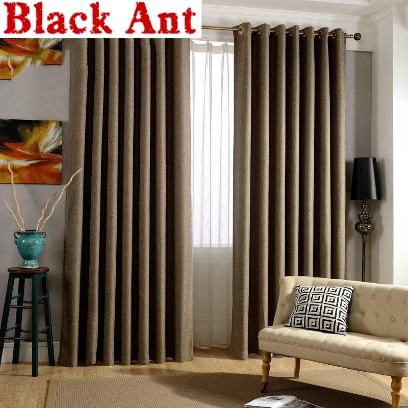 Однотонные затемняющие шторы для гостиной тюлевые оконные спальни льняные