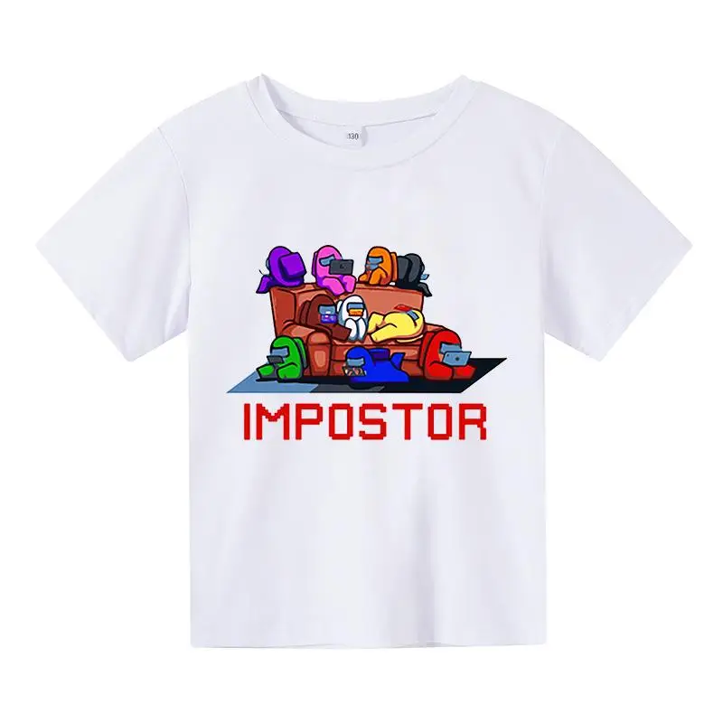 

Among Us Boys T-Shirt Funny Impostor Graphic Kid Tops 4-16 Years Children Tops Summer Tee Short Sleeve Cartoon 100%cotton Shirts
