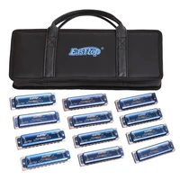 east top 10 holes blues harmonica t008k harmonica set 12 pcs harmonicas for adults beginner students harmonica holder with case