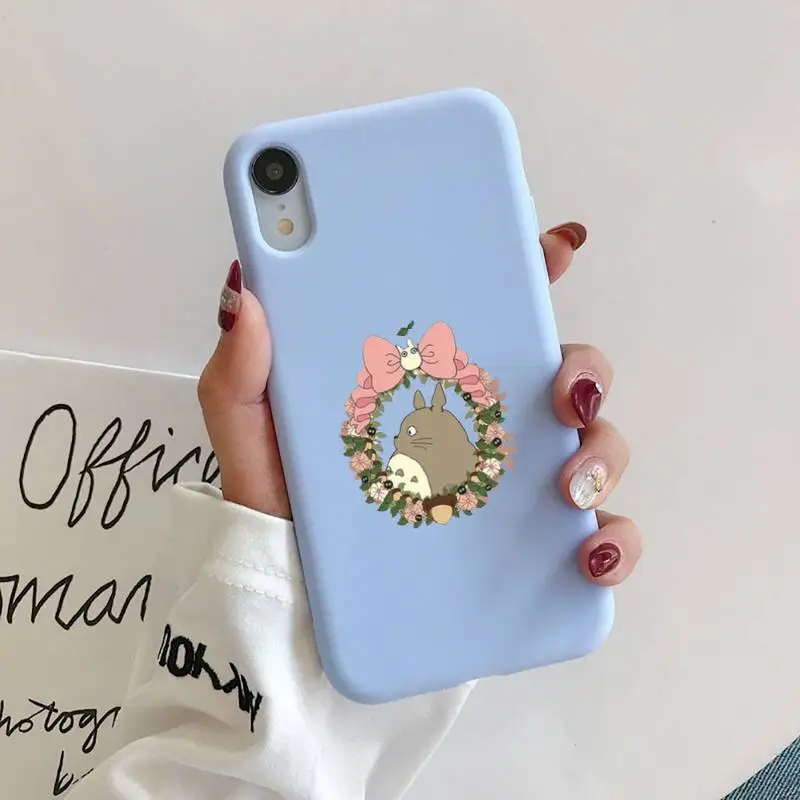 

Totoro Phone Case Liquid Silicone Phone Case for iPhone 11 Pro Max XR XS X Soft Candy Cover for iPhone 6 6S 7 8 Plus Cases