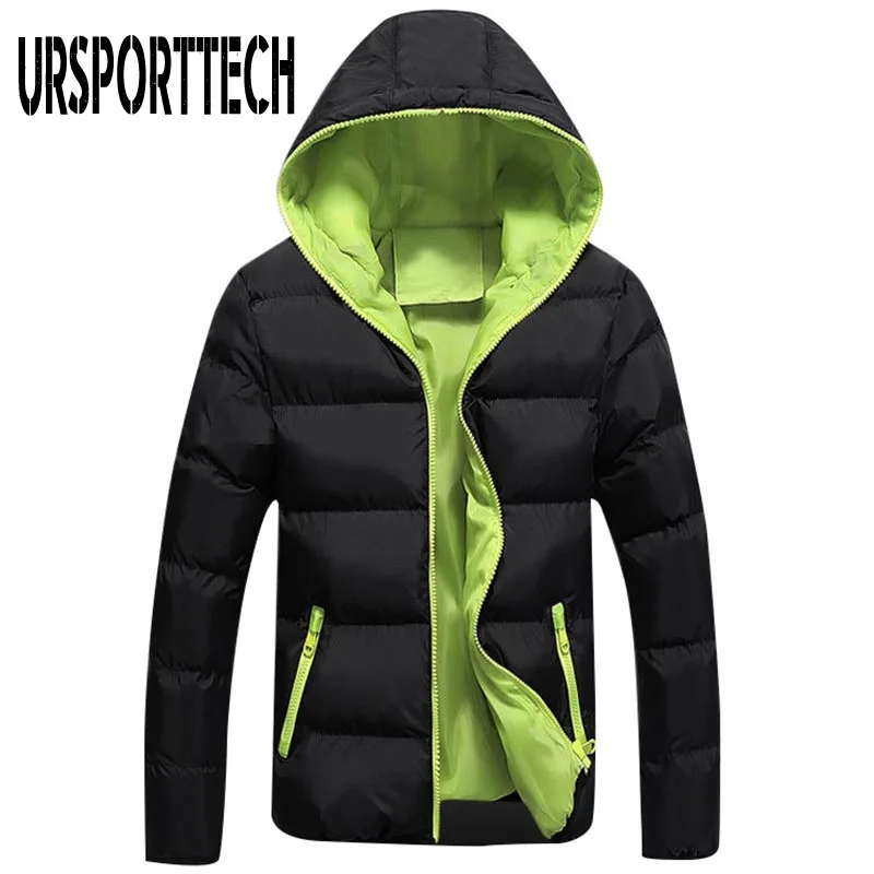 black green Осенне-зимняя куртка мужская Толстая теплая модная теплая парка с капюшоном мужской повседневный пуховик мужское зимнее теплое пальто размера плюс 5XL - Цвет: black green