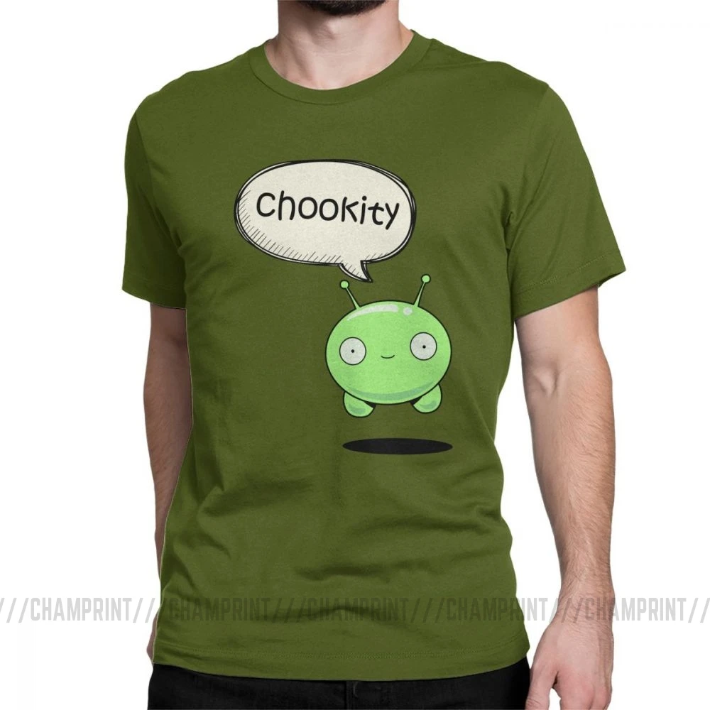 Мужская футболка Chookity Mooncake, Moon Cake Final Space Crazy, топы с круглым вырезом и коротким рукавом, чистый хлопок, футболка с принтом, футболка размера плюс - Цвет: Армейский зеленый