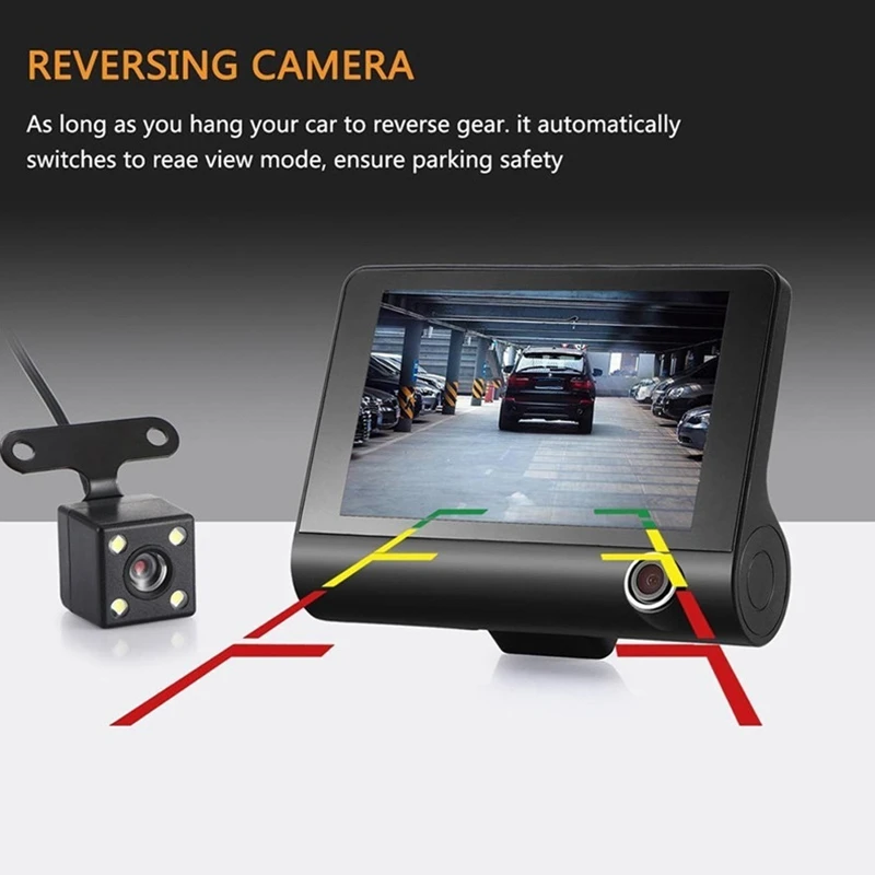 

3 Cameras Lens 4.0 Inch Car DVR Camera Recorder FHD 1080P Night Vision Dash Cam Support Rearview Camera