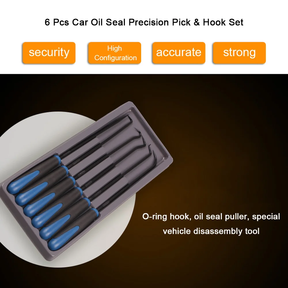 

6Pcs Precision Pick & Hook Set Car Auto Oil Seal O-ring Seal Gasket Pick Puller Removal Tools