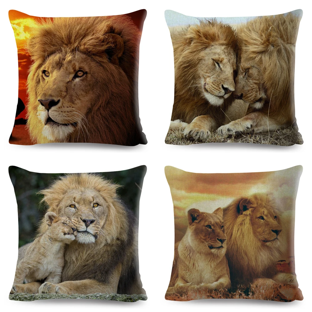 Чехол для подушки с принтом африканского льва декоративный чехол из полиэстера