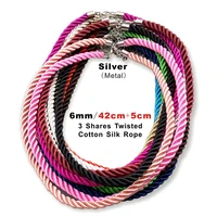 3 pcslot 6mm 3 shares rope chain silk cord necklace diy handmade necklaces pendant charms findings lobster clasp string cord