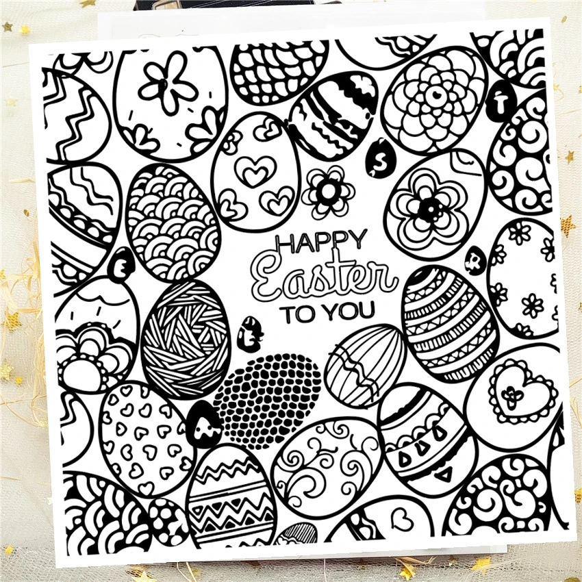 14x14 см Happy фотографический фон с пасхальными яйцами на прозрачный печать