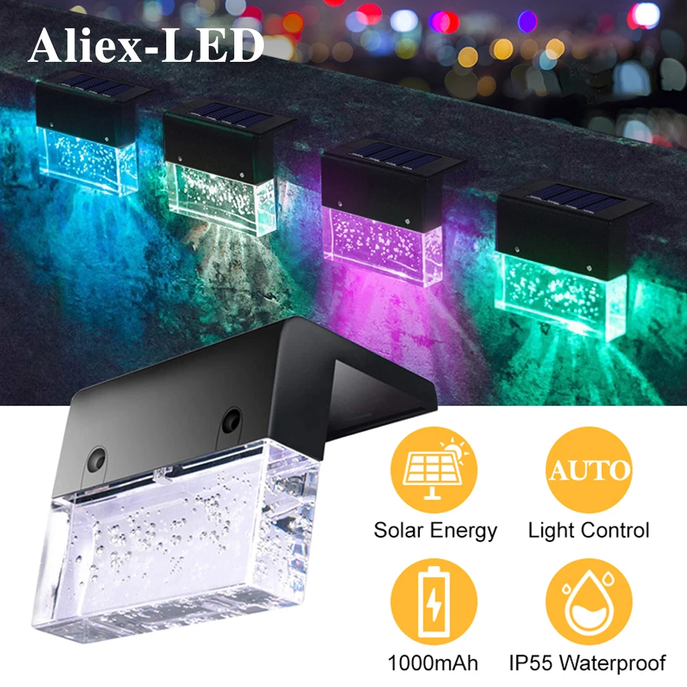 

Уличная Водонепроницаемая светодиодная лампа на солнечной батарее, декоративный настенный светильник RGB + теплого белого света для сада, св...