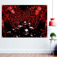 bloody skull dark metal metal artist banners hanging flag for wall decoration macabre death art rock music poster tapestry