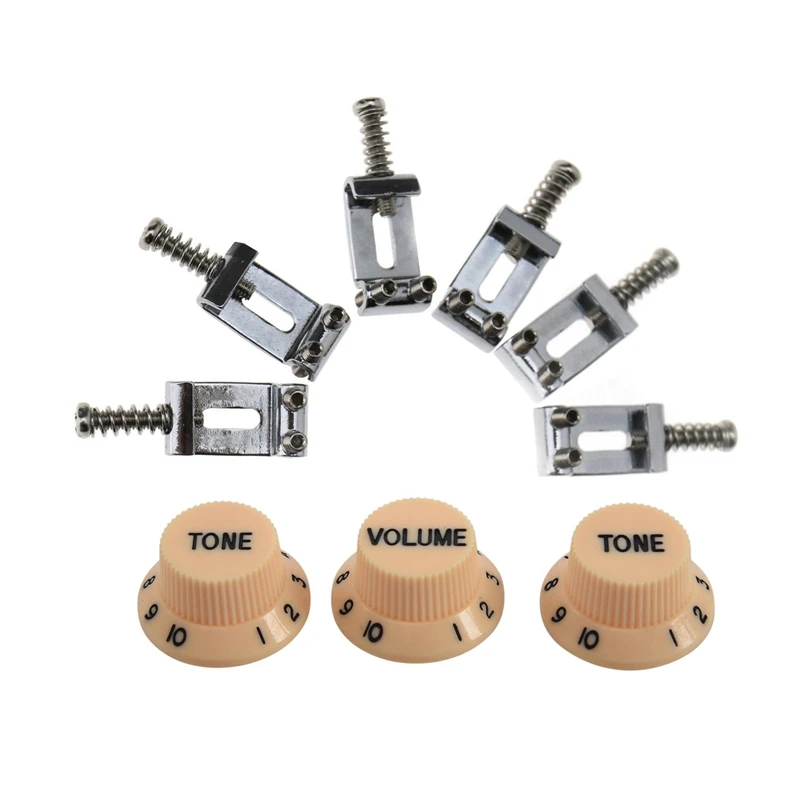 Кремовый Темно Синий шрифт 1 громкость и 2 тона Гитарные ручки управления для Fender