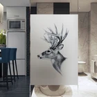 Непроклеящаяся матовая оконная пленка, водостойкая статическая пленка, наклейка на окно из фольги, мультяшный олень
