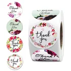 500лот спасибо с красивыми цветами; Принт handwrite стикер ручной работы пекарня тесто печенье еда мешок водонепроницаемый липкой этикетки для печати