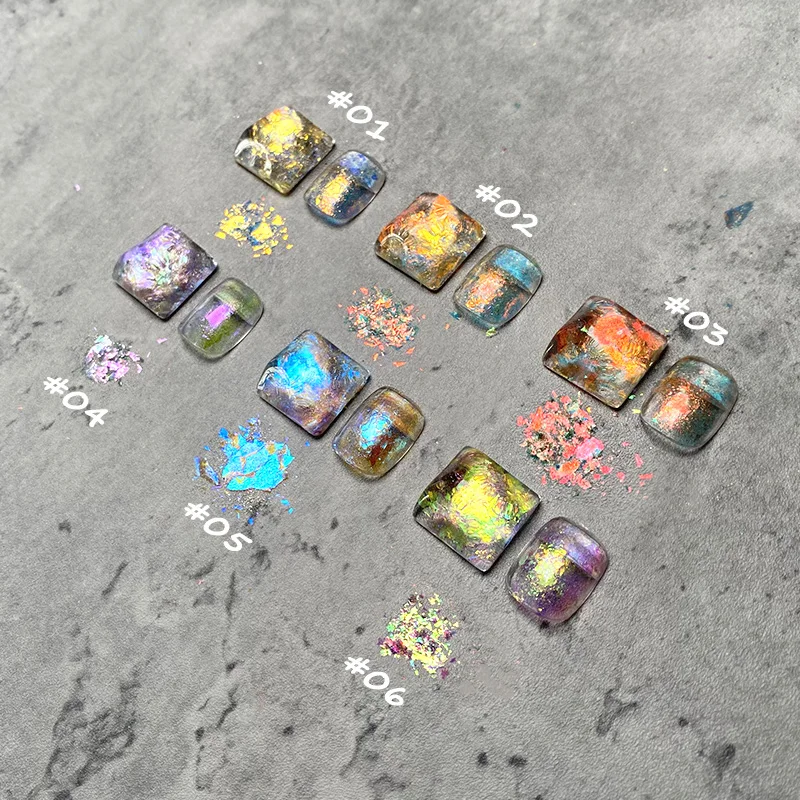 Кристалл Огненный опал звезда Аврора дизайн ногтей облако хлопья парчи