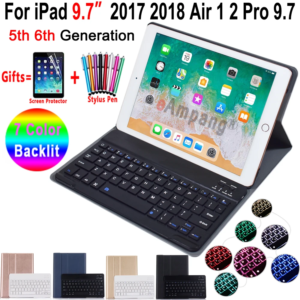 Тонкий беспроводной Съемный Bluetooth клавиатура чехол для Apple iPad Air 1 2 Pro 9,7 5 6 iPad 9,7 A1822 A1893