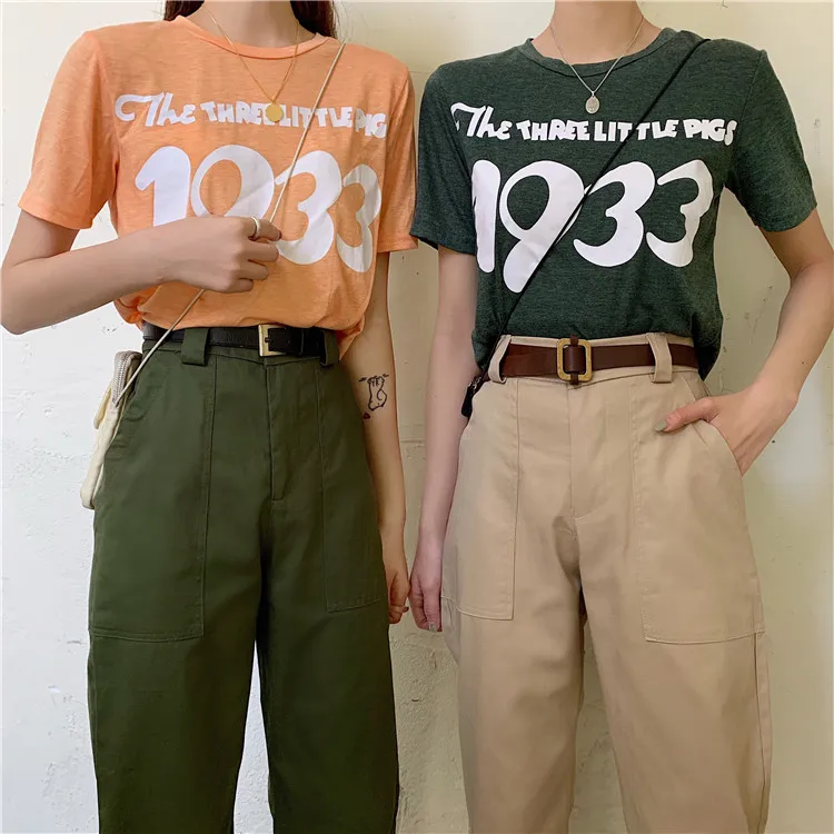 

2020 Spring Summer Women Pants Fashion Solid High Waist Harem Pant Casual Cargo Pants Streetwear Female Pencil Trousers
