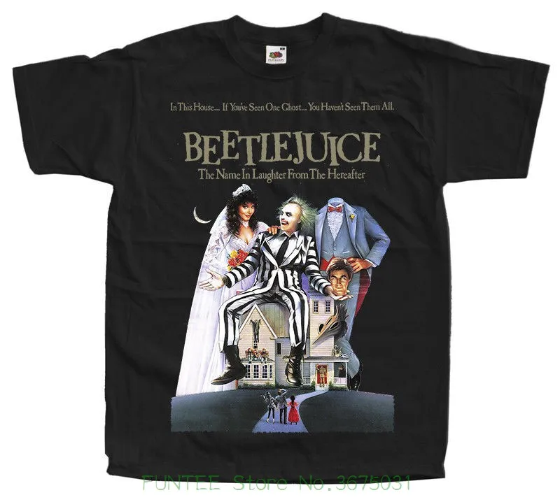Хлопковая футболка высокого качества Мужская от Beetlejuice постер фильма всех