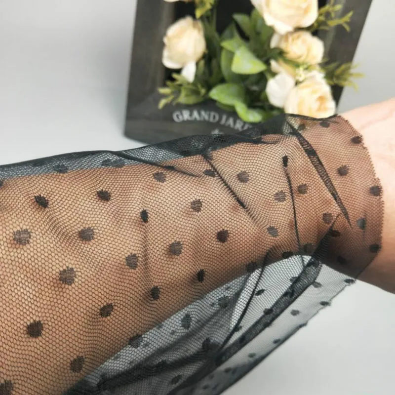 Сетка из полиэстера в горошек для платья фотография прозрачная сетка Tussu белый