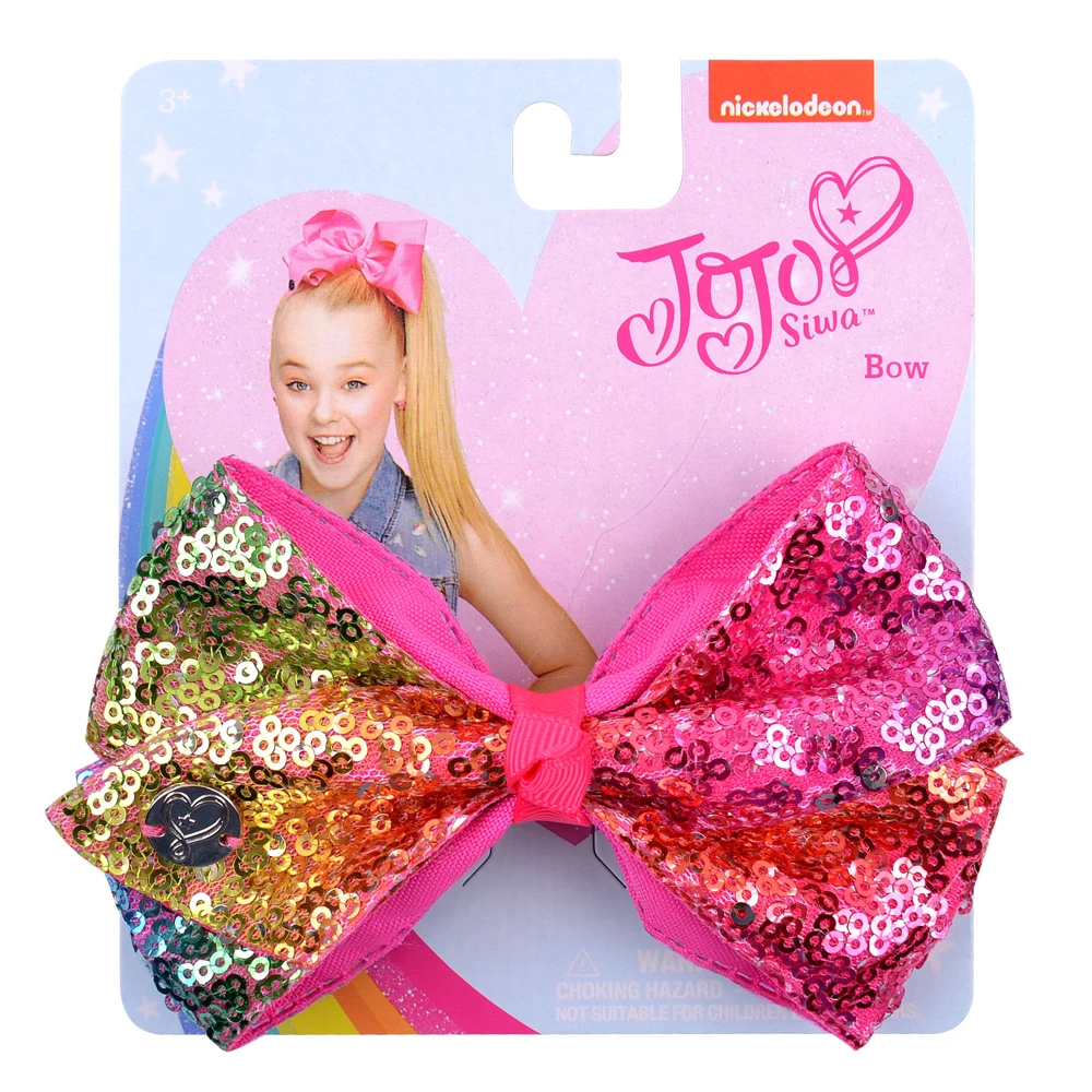Бант для волос JOJO Jojo Siwa с блестками и радужным принтом из ленты девочек ручной