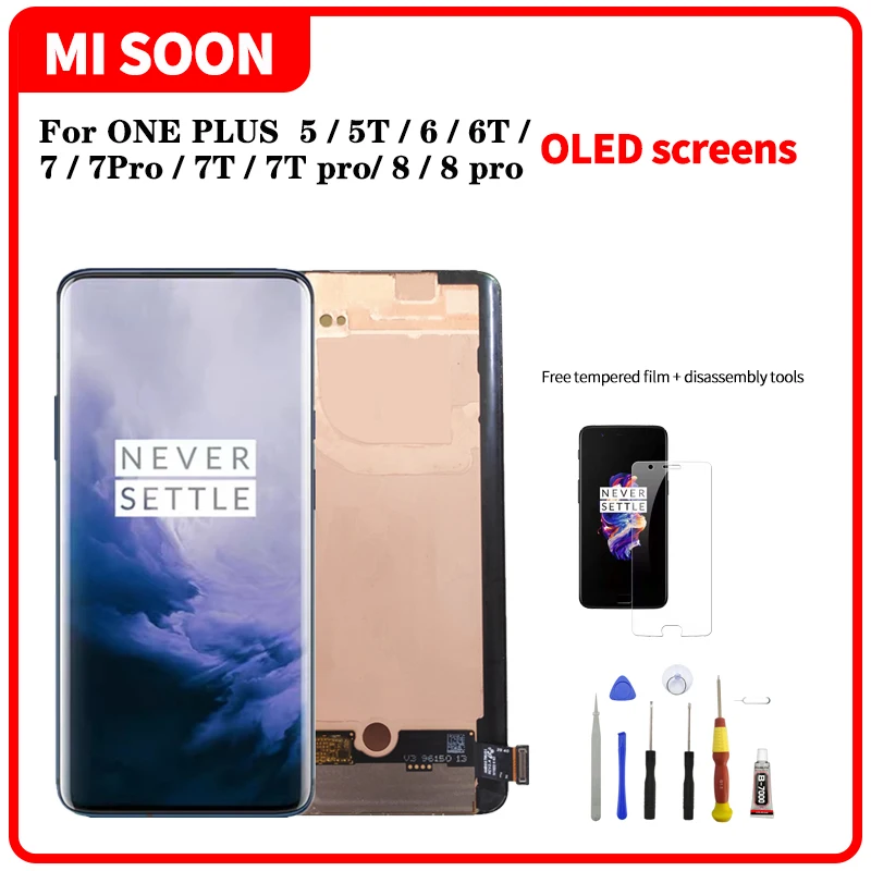 Pantalla LCD para m&oacute;vil, montaje de digitalizador con pantalla t&aacute;ctil para oneplus 3, 3T, 5, 5T, 6, 6T, 7T, 7 pro, 8 pro, 5, 5T, 6, 6T, 7, 7T-0