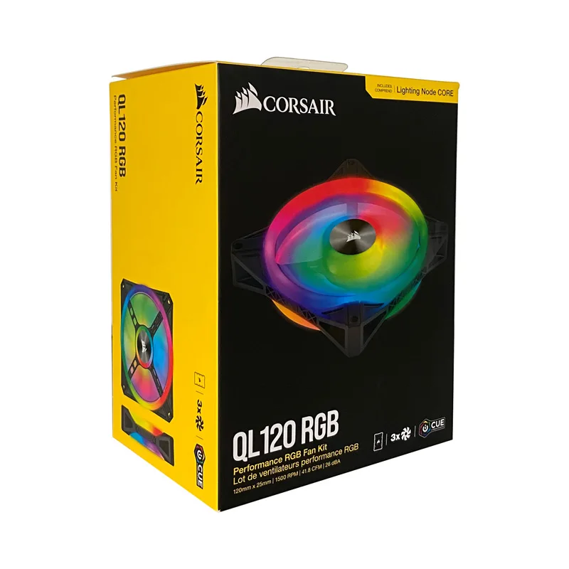 Охлаждающий вентилятор CORSAIR QL120 RGB 120 мм с светодиодный один комплект двойной