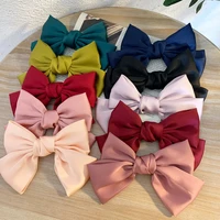 lolita chiffon large bow barrettes for women hairpin satin trendy elastic hair rope ponytail clip lady hairgrip hair accessories