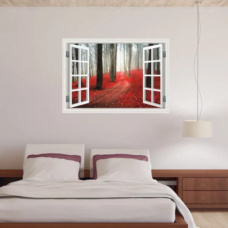 

Maple leaf all over the forest wall stickers fashion personality creativity 3D wall decal background wall decoration