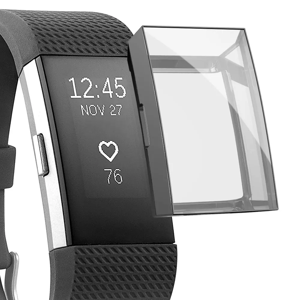 Черный Чехол для смарт часов для Fitbit Charge 2 Полная защита ТПУ чехол для Fitbit Charge 2 Защита экрана для браслета Fitbit Charge 2 - Цвет: Черный