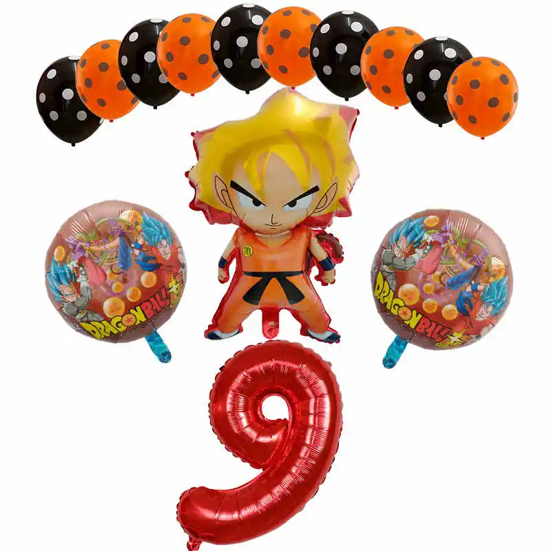 Коричневый 14 шт./компл. с мультяшными принтами, 7 Dragon Ball шар вуконг» Фольга шар шара с цифрой День рождения украшения Гоку для мальчиков детские игрушки расходные материалы - Цвет: Коричневый