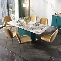 italian style light luxury high end imported rock slab dining table designer household small apartment rectangular combination