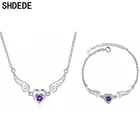 Свадебные комплекты ювелирных украшений SHDEDE для женщин, браслеты, ожерелье, подвески в форме сердца, украшенные кристаллами от Сваровски