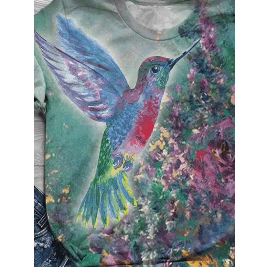 

Woman Tshirts Plus Size Women Harajuku Short Sleeve 3D Bird Graphic Printed O-Neck Tops Tee T-Shirt Summer L*