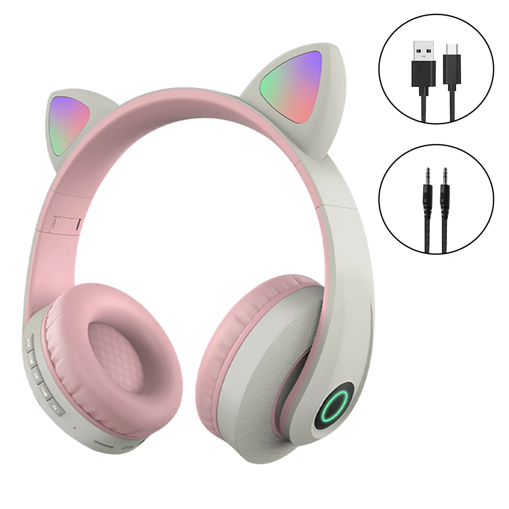 

Girl Music Listening Stereo Adjustable Headband Cat Ear 5.0 Portable Cute Wireless Headphone Flashing Home Travel