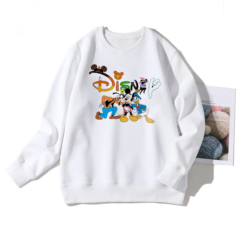 

Funny Disney Mickey and His Friends Sweatshirts Women Spring Autumn Round Neck Long Sleeve Harajuku Graphic Tops Ladies Hoodies