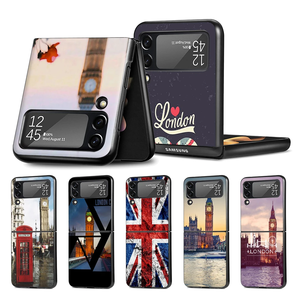 

Cell Phone Case for Samsung Galaxy Z Flip3 5G Black Coque Z Flip 3 Hard PC Luxury Cover Zflip3 Funda Flag United Kingdom London