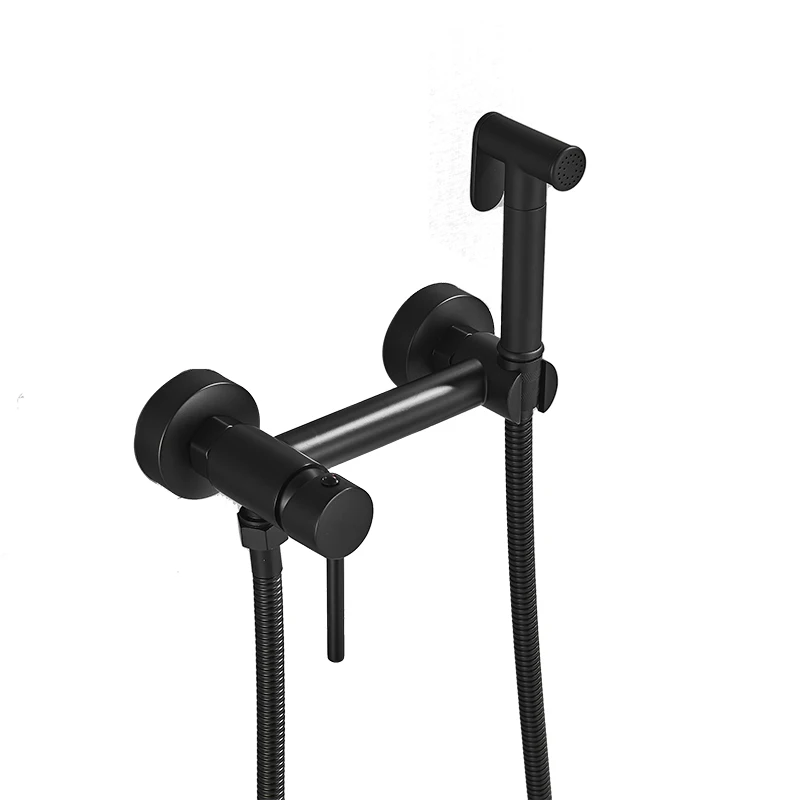 Матовые черные латунные Смесители для биде кран высокого давления душа