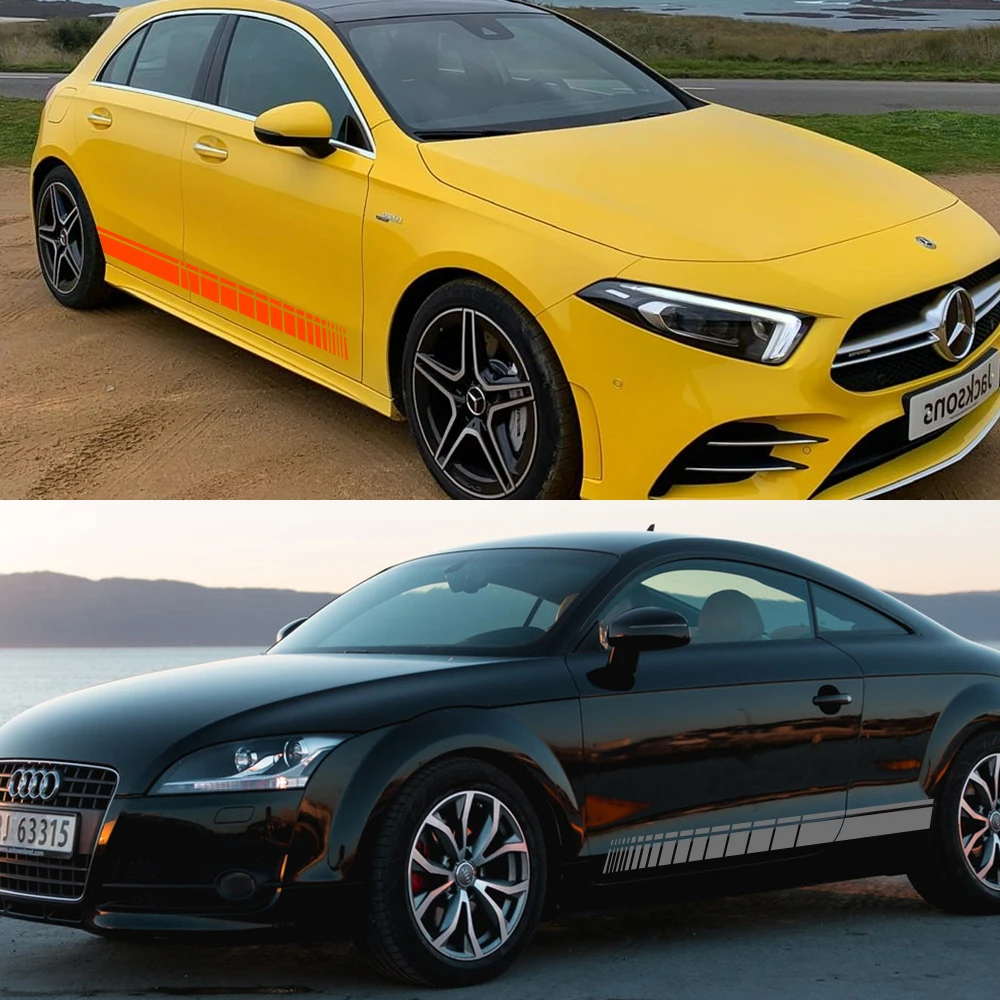 2 шт Автомобильный боковой Стикер на автомобильную юбку длинная полоса Автомобильная виниловая пленка стикер Тюнинг автомобиля Универсальные наклейки в виде царапин автомобильные аксессуары