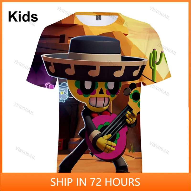 

Nita Colt Anime Star, and MORTIS T-shirt Birthday Gift Boys Girls 3D PRIMO Thin T-shirt Crow Spike Leon Shelly T-shirt Kids Game