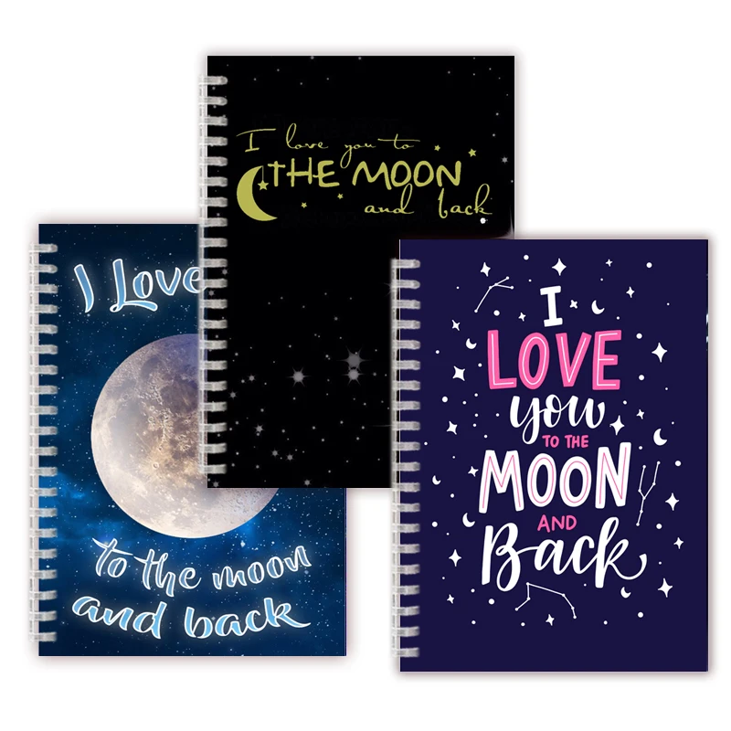 I Love You To The Moon And Back - Spiral Notebook Binder Note Book Blank Lined Page Charm Painting Poster Cover Mom Baby Gifts | Канцтовары