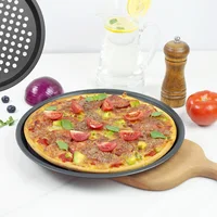 12 Inch Round Non-Stick Coated Baking Pizza Pie Tray with Perforated Carbon Steel Kitchen DIY Baking Cooking Tools Accessories