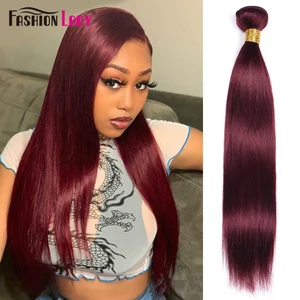 Прямые пряди человеческих волос для наращивания на заколках Модные женские волосы ткачество 100% человеческие волосы пряди бразильских волос 99j пряди не Реми 1 шт.