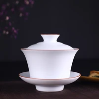 chinese teaset tea ceremony chinese traditional tea sets brief pure white porcelain gaiwan ceramic cover bowl puer teawares