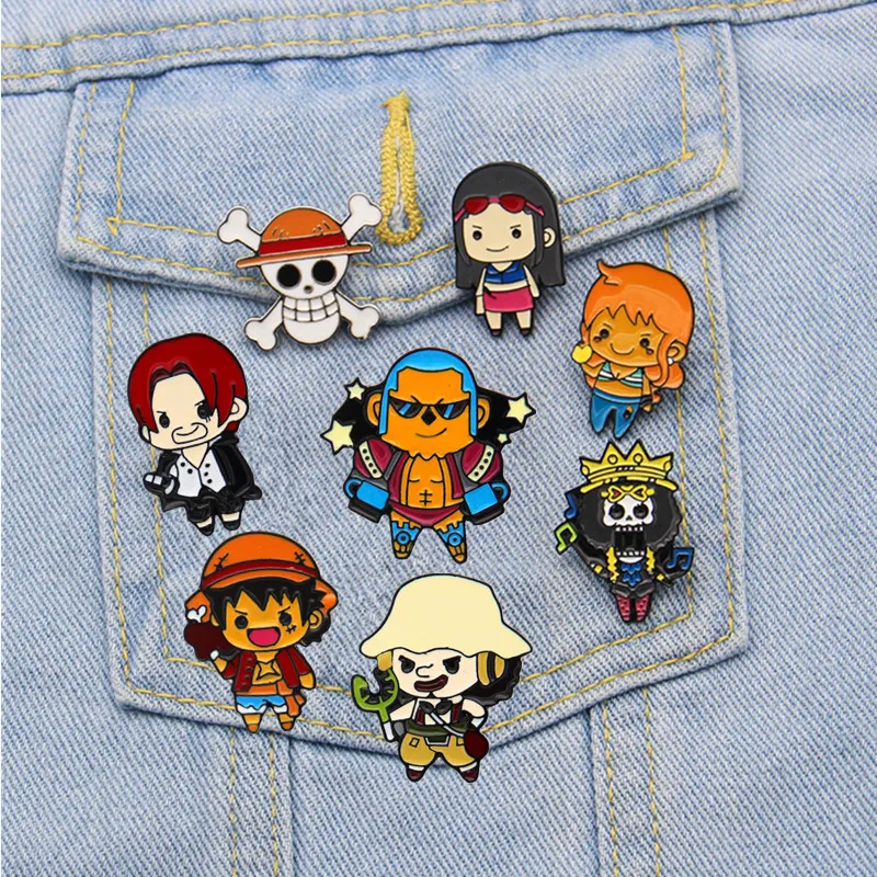 Аниме Q Version ONE PIECE Luffy Nami Usopp Nico Robin Фрэнки Брук Shanks Косплей металлический значок