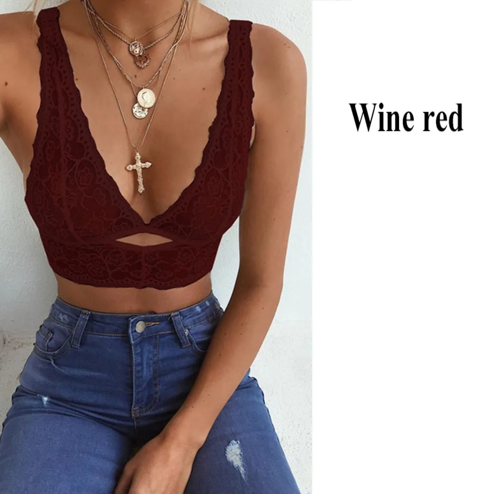 wine red Летняя мода размера плюс, женский сексуальный кружевной бюстгальтер без косточек, глубокий v-образный вырез, пуш-ап, формирующий бюстгальтер, нижнее белье с вышивкой, нижнее белье, топы - Цвет: wine red